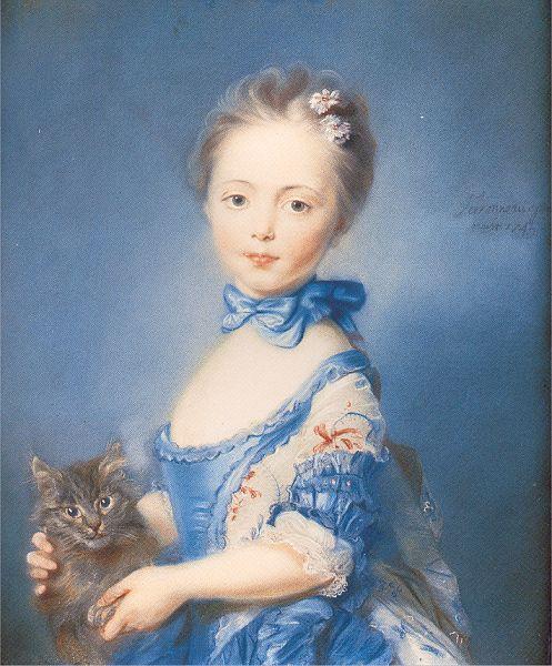 PERRONNEAU, Jean-Baptiste A Girl with a Kitten Germany oil painting art